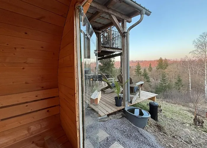 Fuxbau Design-ferienhaus Im Harz Mit Sauna Und Kamin ثال